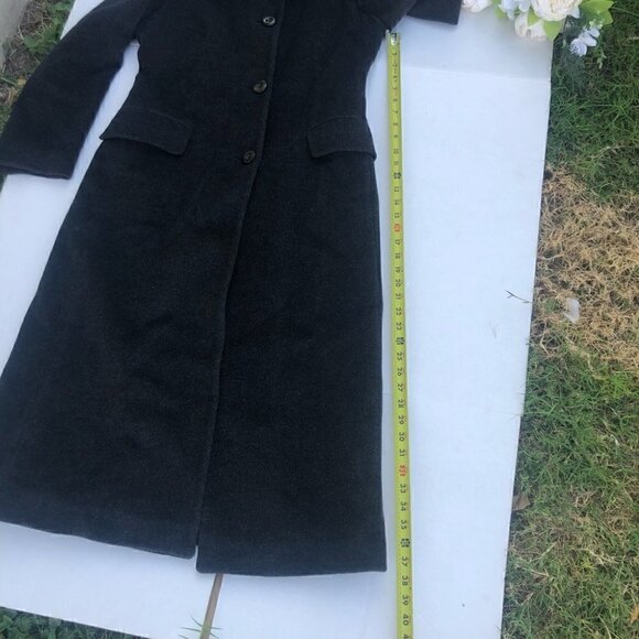 Donna Vittoria Italian Virgin Wool and Mohair Black/Charcoal Trench Coat Size 8 - Picture 7 of 16